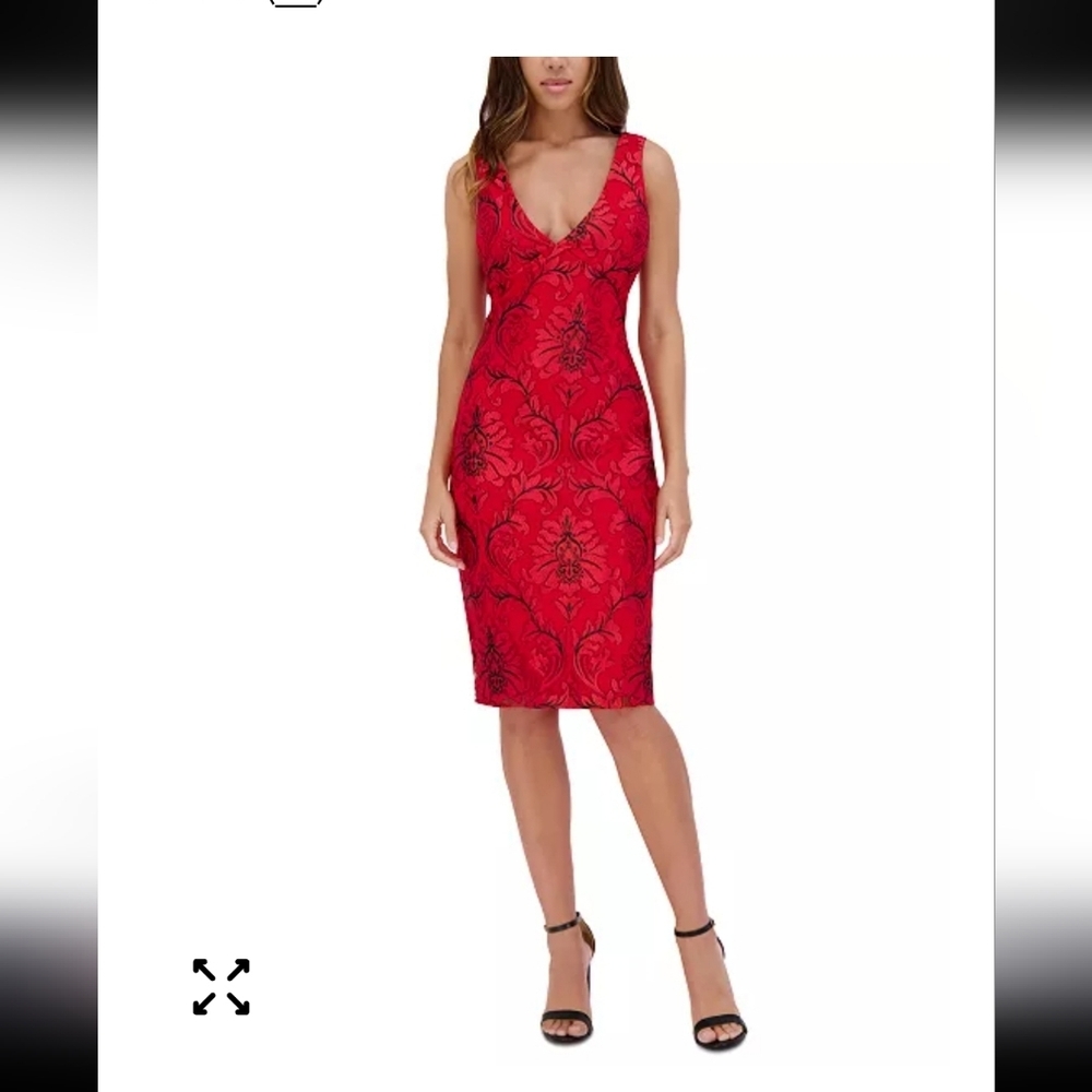 $139 Siena V-Neck Dress Sz 10 Women Embroidered-Mesh Sleeveless New Party